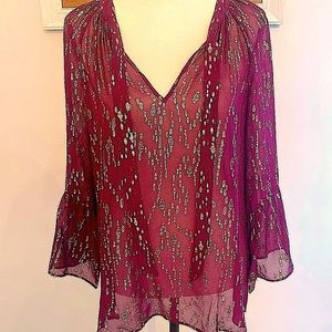 Lilly Pulitzer maroon with gold silk shirt size small